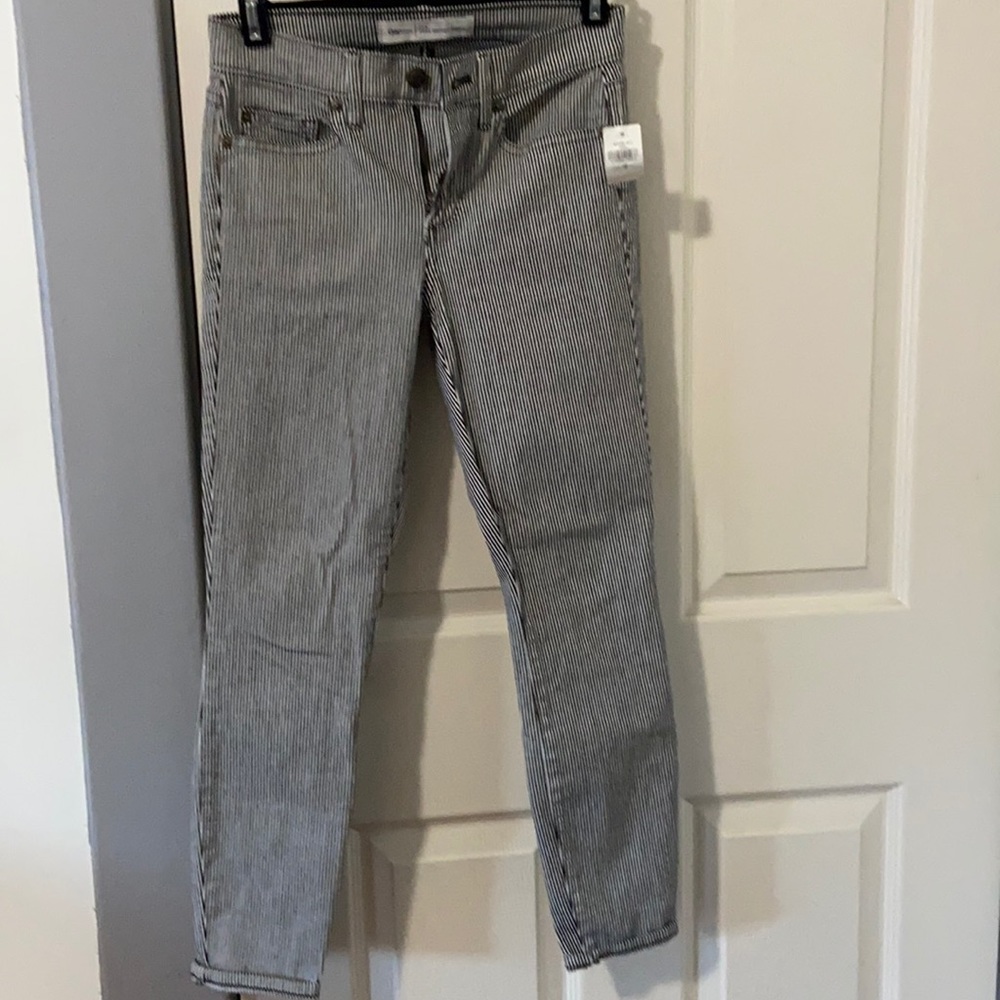 GAP stripe petite skinny ankle jean pant size 24 new with tags black and white